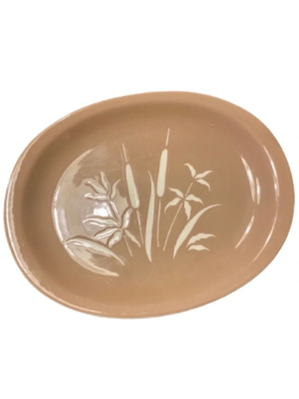 Vintage Harmony House Marshland Oval Serving Platter 1950s Parchment Beige Rare
